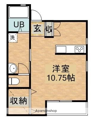 ラパン郡元 D棟(ワンルーム/2階)の間取り写真