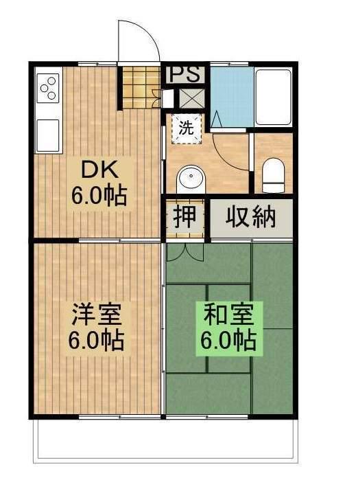 グリーンコーポ植木1号館(2DK/1階)の間取り写真