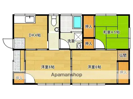 日豊本線 都城駅 バス乗車時間：6分 早水入口バス停で下車 徒歩2分 1階建 築28年(3DK)の間取り写真