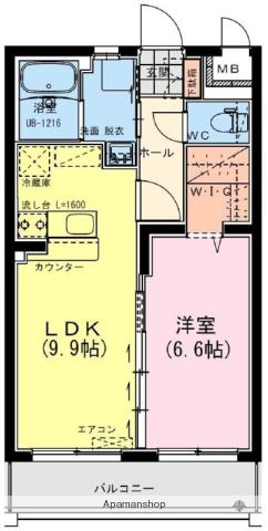 ヴァレンティナ 北棟(1LDK/1階)の間取り写真