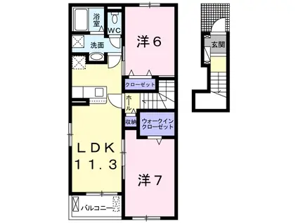 ポライトリー A(2LDK/2階)の間取り写真