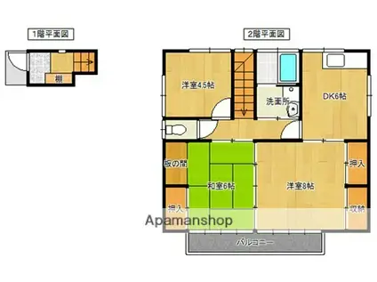 久保田アパート(3DK/2階)の間取り写真
