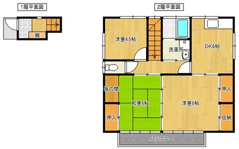 久保田アパート(3DK/2階)の間取り写真