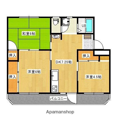 サンハイム一万城(3DK/4階)の間取り写真