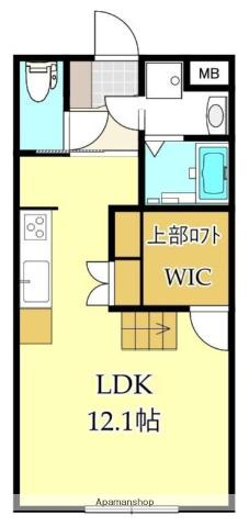 リヴィエールシャン都北町(ワンルーム/3階)の間取り写真