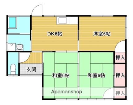 日豊本線 西都城駅 バス乗車時間：10分 祝吉バス停で下車 徒歩1分 1階建 築38年(3DK)の間取り写真