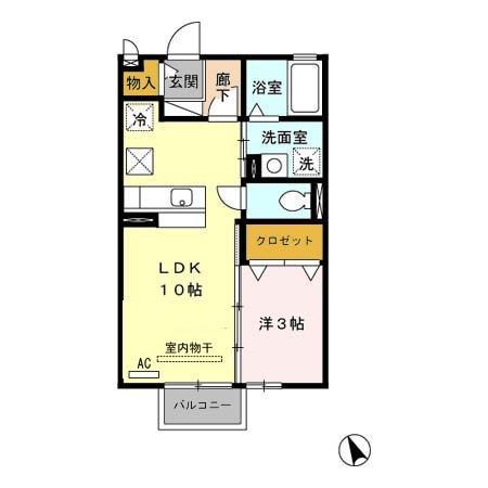 セジュール希らら(1LDK/1階)の間取り写真