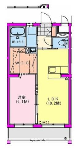 M10みまた(1LDK/1階)の間取り写真