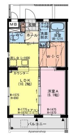 都城小松原町マンション(1LDK/1階)の間取り写真
