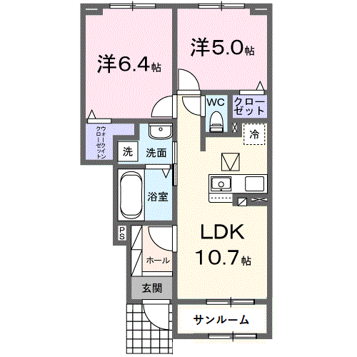 ファミリーベース梟(2LDK/1階)の間取り写真