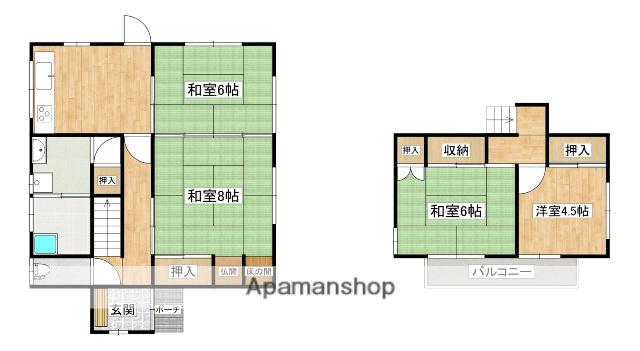 日豊本線 五十市駅 徒歩1分 2階建 築40年(4DK)の間取り写真