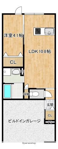 CASTELLO(1LDK/1階)の間取り写真