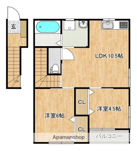 ひなたアパート(2LDK/2階)の間取り写真