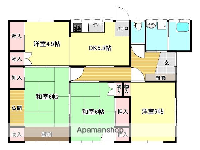 宮崎県都城市 1階建 築49年(4DK)の間取り写真