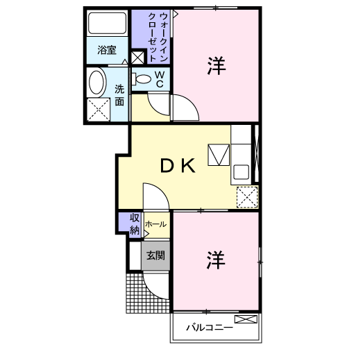 メイプルハイツ(2DK/1階)の間取り写真