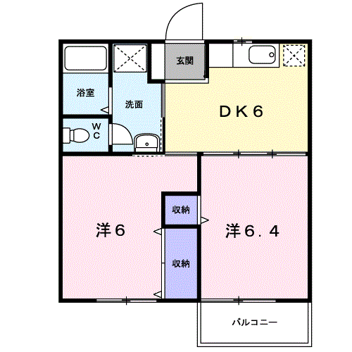 サンテラス窪B(2DK/2階)の間取り写真