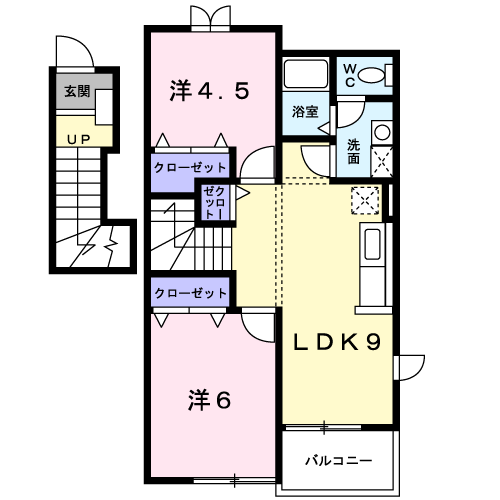 フォーリストナチュラルA(2LDK/2階)の間取り写真
