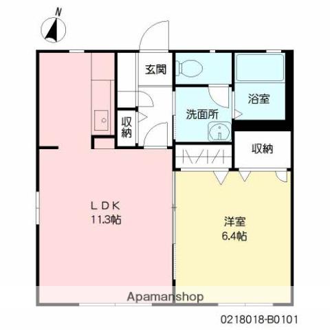 アネックス スズラン Ⅱ(1LDK/1階)の間取り写真