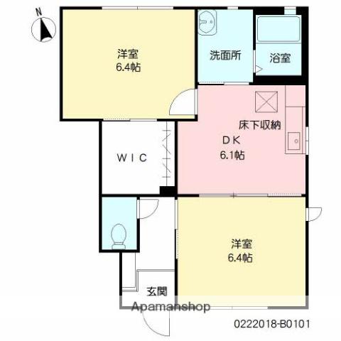 サンク・ブランシェ(2DK/1階)の間取り写真