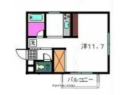 セレニティ川添A棟(ワンルーム/1階)の間取り写真