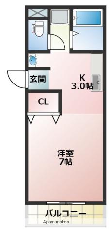 パティオ新別府(ワンルーム/3階)の間取り写真