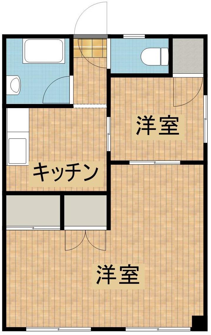 高松マンション(2K/3階)の間取り写真