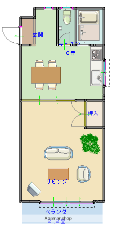 第10シャトーモリオカ(1DK/2階)の間取り写真