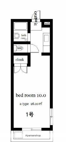 オクトワール宮崎西(ワンルーム/3階)の間取り写真