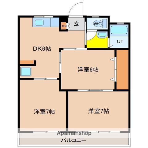 カーサルーチェ(3DK/3階)の間取り写真