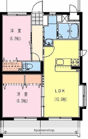 SUN LIGHT(2LDK/2階)の間取り写真