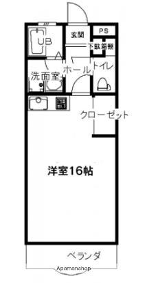 キタ月見Ⅱ(ワンルーム/1階)の間取り写真