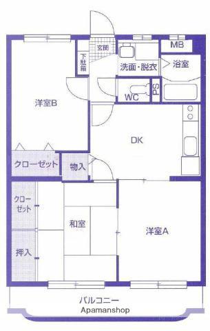 グランドステージ(3DK/2階)の間取り写真