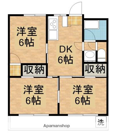 コーポラス川添(3DK/3階)の間取り写真