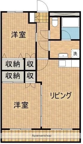 コモド花山手(2LDK/2階)の間取り写真