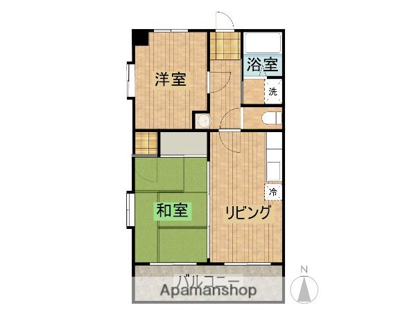 マンション津守2(2DK/4階)の間取り写真