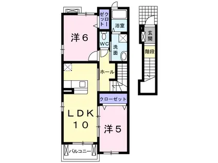 ラブリー・ゼファーA(2LDK/2階)の間取り写真