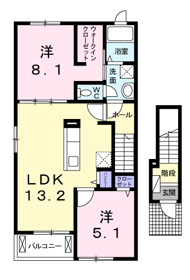 メゾンドソレイユ(2LDK/2階)の間取り写真