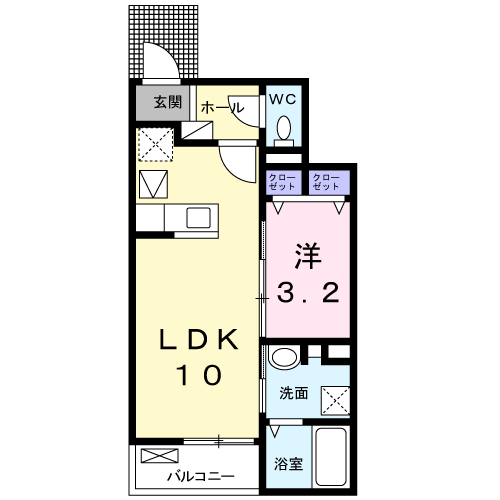 スイートグレイス Ⅱ(1LDK/1階)の間取り写真