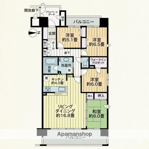 ポレスターアーバンシティ広島(4LDK/6階)の間取り写真