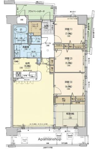 ポレスターアーバンシティ広島(4LDK/2階)の間取り写真