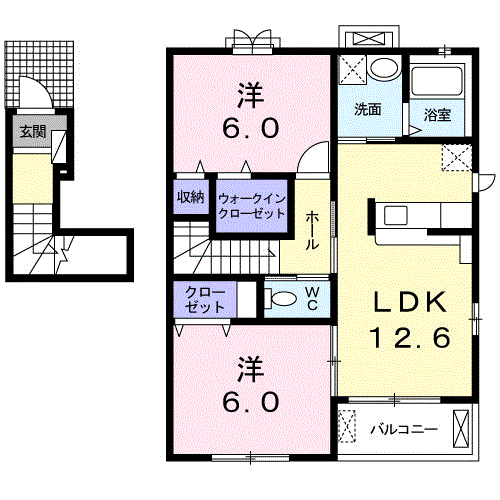 フェリーチェ(2LDK/2階)の間取り写真