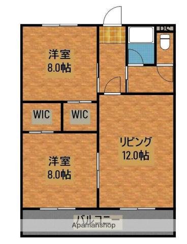 綾ビル(2LDK/4階)の間取り写真