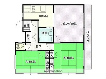 第2重永マンション(2LDK/3階)の間取り写真