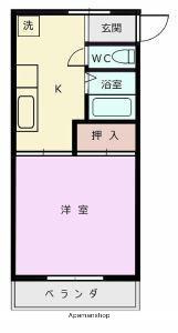 第2重永マンション(1DK/3階)の間取り写真