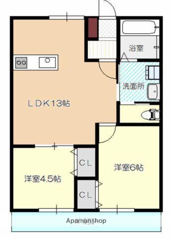 第5TOKIWAビル(2LDK/4階)の間取り写真
