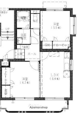 レジデンスハーモニーⅢA(2LDK/2階)の間取り写真