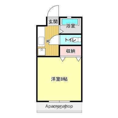 ヴィルセゾンJ3(1K/4階)の間取り写真