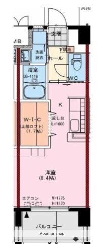 プレベントN(ワンルーム/8階)の間取り写真