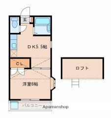 A-STEP城ヶ崎(1DK/2階)の間取り写真