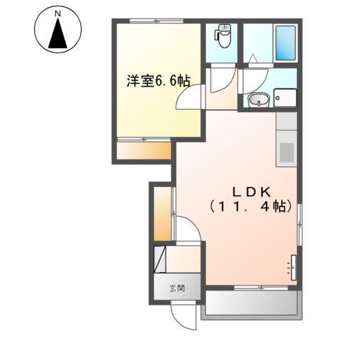 レジェンド中浦(1LDK/1階)の間取り写真